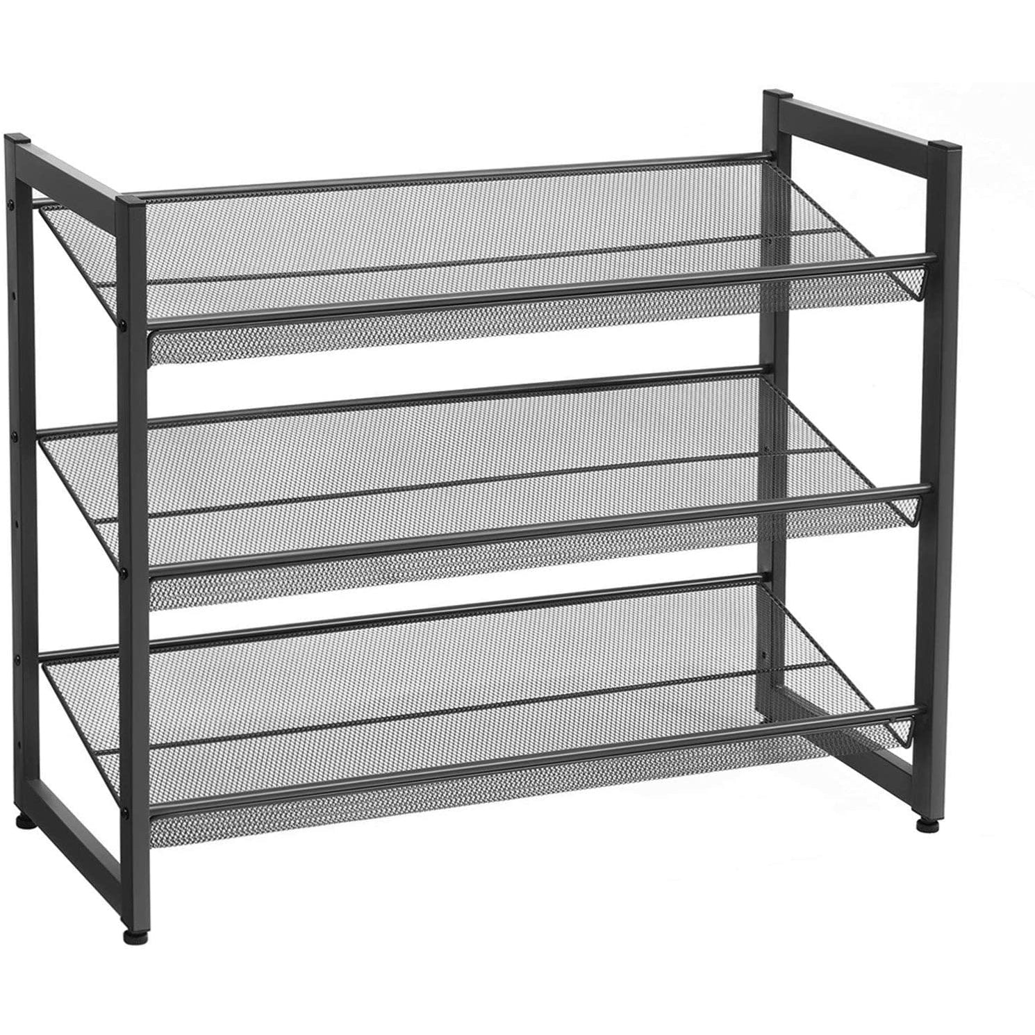 Metalni mrežasti stalak za cipele s 3 razine 74 x 30,7 x 62,8 cm, crni | SONGMICS-vitahome.hr