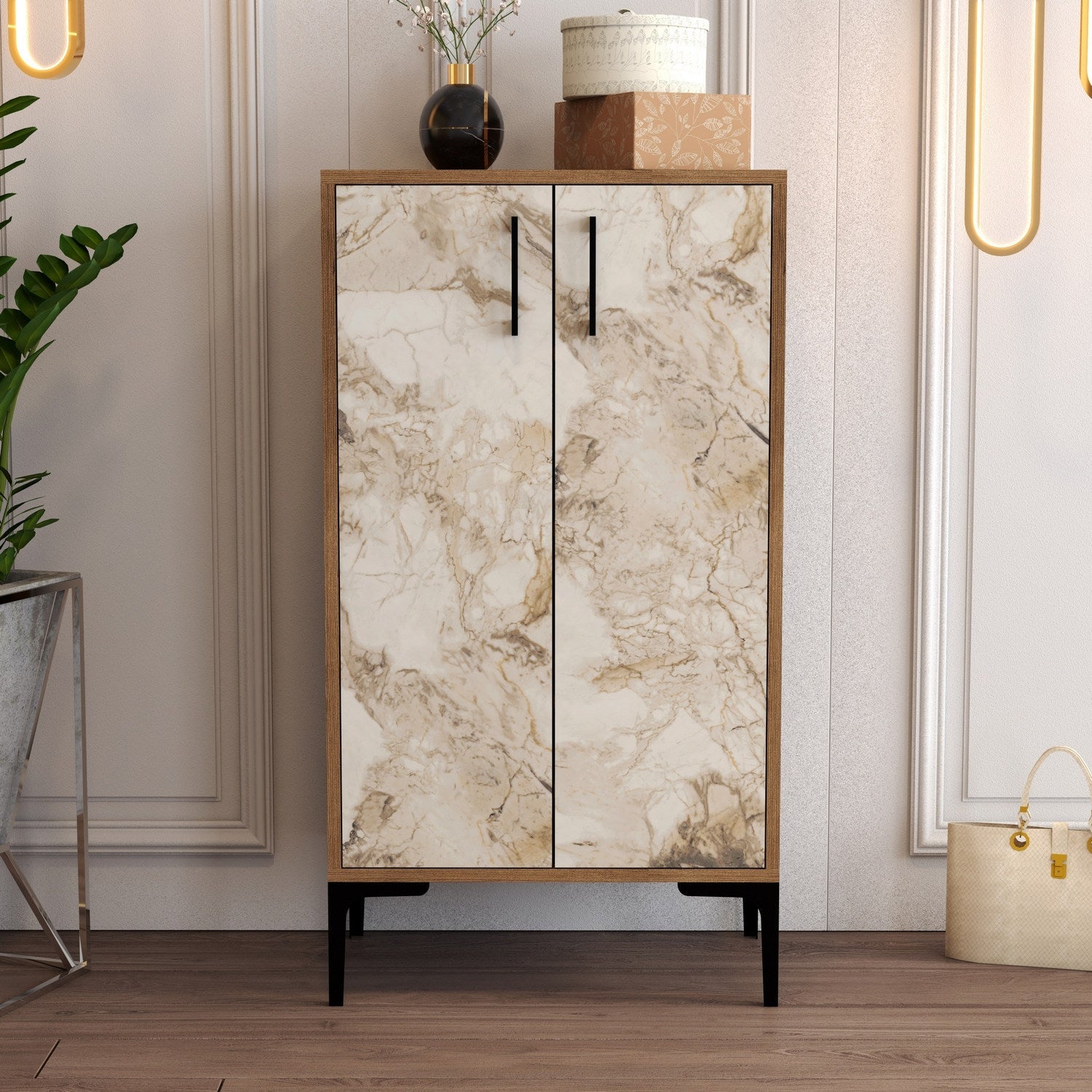 Ormar za obuću Prag - Walnut, White Marble | AG-vitahome.hr