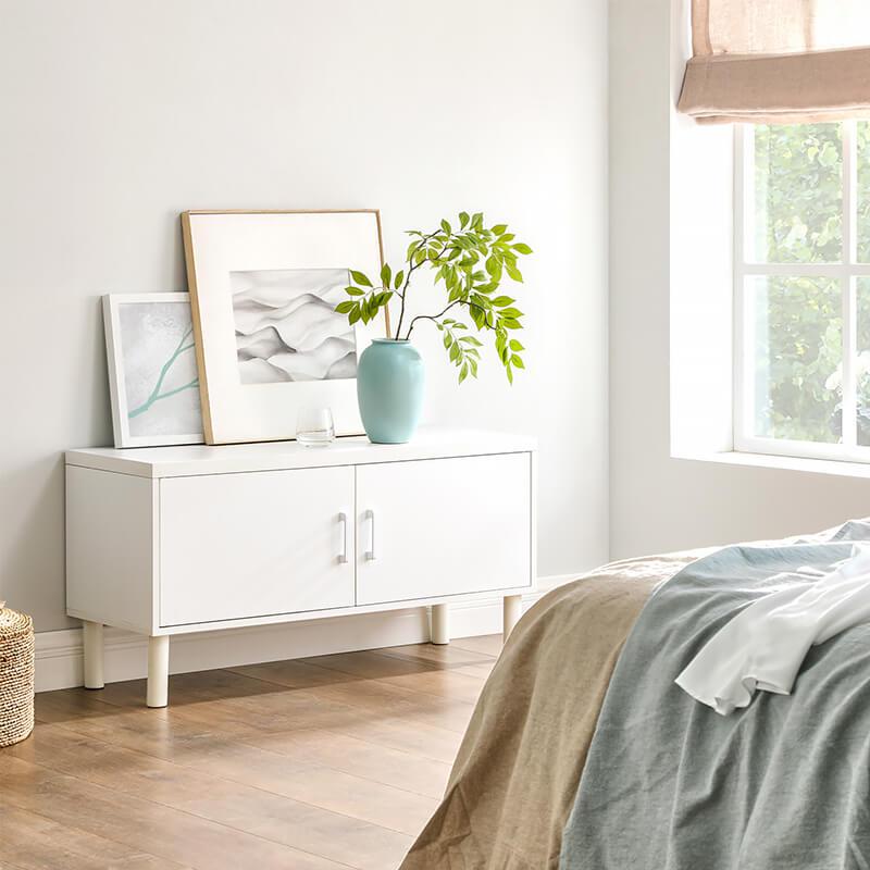 Ormarić za cipele s dvostrukim vratima, 100 x 50 x 35 cm, klasičnog stila, bijeli | VASAGLE-vitahome.hr