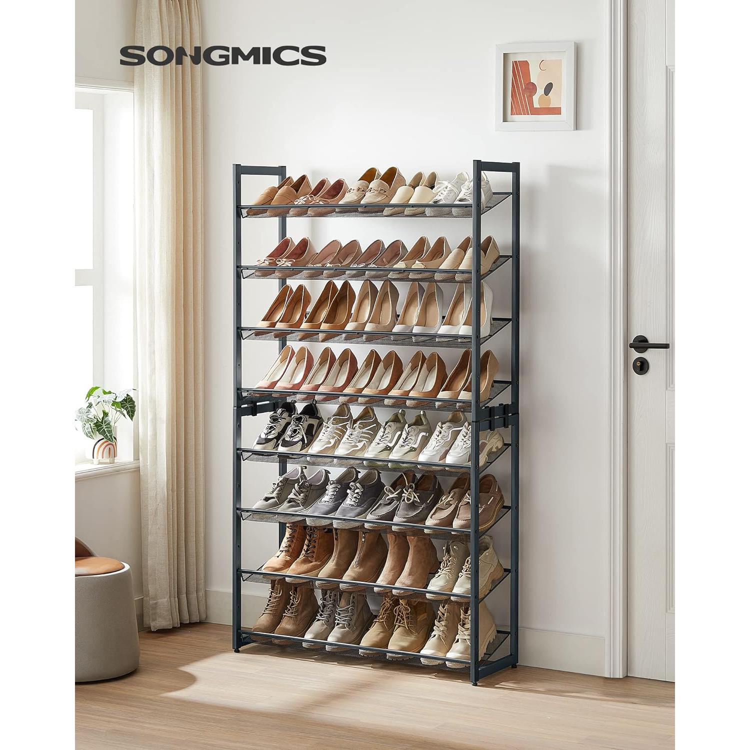 1 stalak za cipele na 8 razina ili 2 stalka za cipele na 4 razine, sive i crne boje | SONGMICS-vitahome.hr