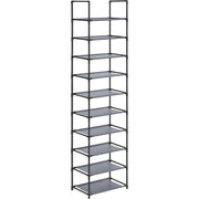 10-slojni držač cipela, stalak za cipele, 45 x 28 x 173 cm, metalna konstrukcija, siva
