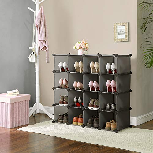 16 kockás tárolóegység, cipőtartó, DIY polcrendszer, szürke-SONGMICS-Vita Home