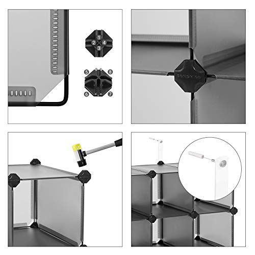 16 kockás tárolóegység, cipőtartó, DIY polcrendszer, szürke-SONGMICS-Vita Home