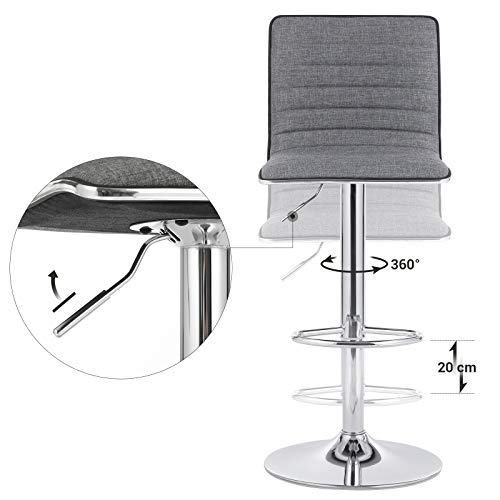 2 db bárszék szett szövet bevonattal állítható magasságú, szürke-SONGMICS-Vita Home