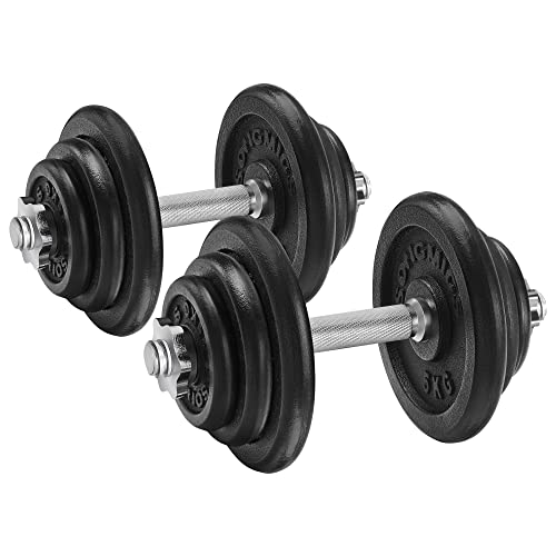 2 db öntöttvas súlyzó, 2 x 20 kg-os, fekete-SONGMICS-Vita Home