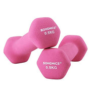 2 db-os súlyzókészlet, 2 x 0,5 kg-os csúszásmentes kézi súlyzók, pink-SONGMICS-Vita Home