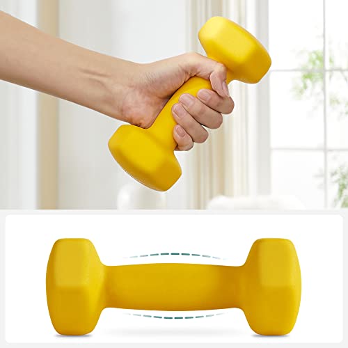 2 db-os súlyzókészlet, 2 x 1 kg, csúszásmentes neoprén kézi súlyzók, sárga-SONGMICS-Vita Home