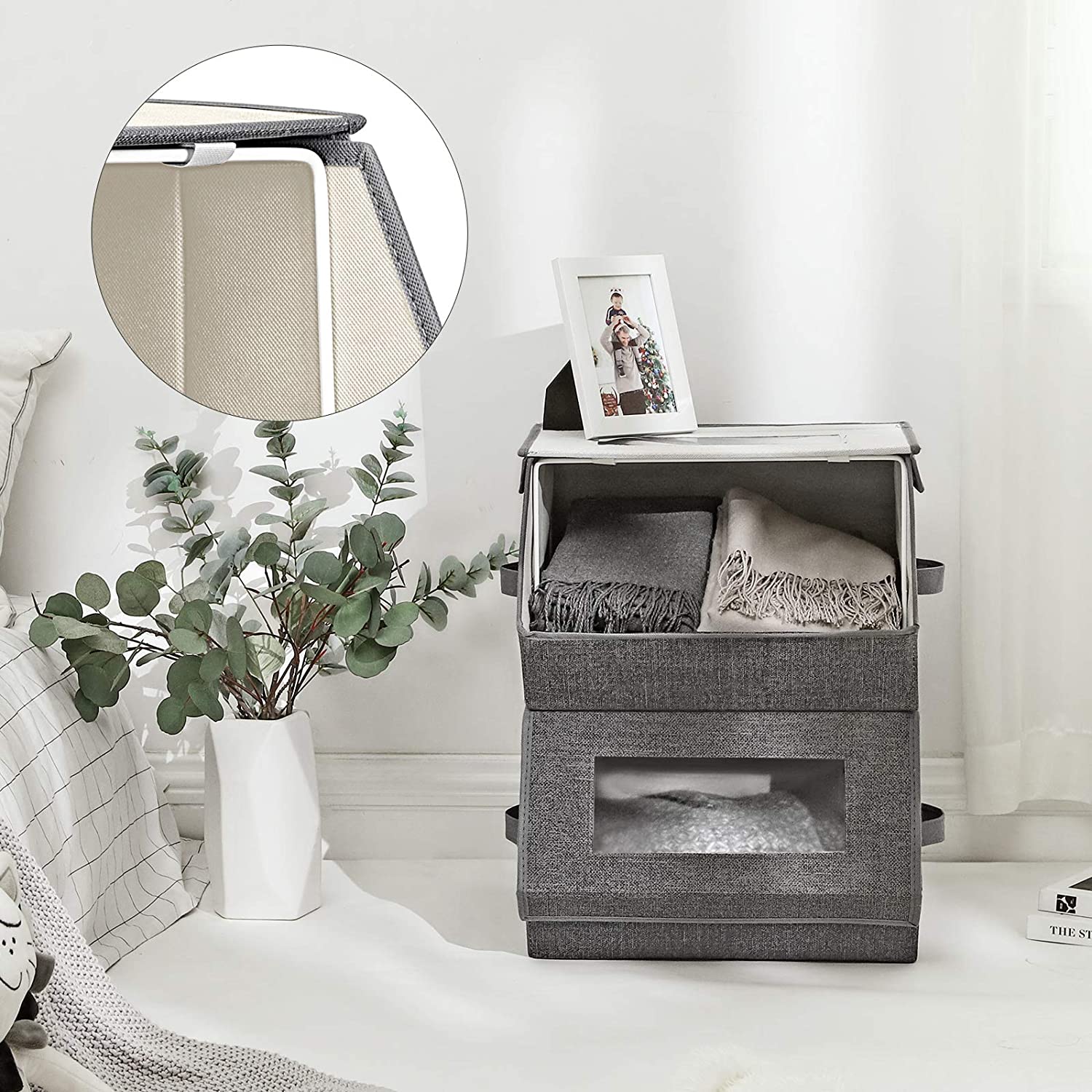 2 pretinca za odlaganje koji se mogu složiti, 38 x 25 x 35 cm, sivi | SONGMICS-vitahome.hr