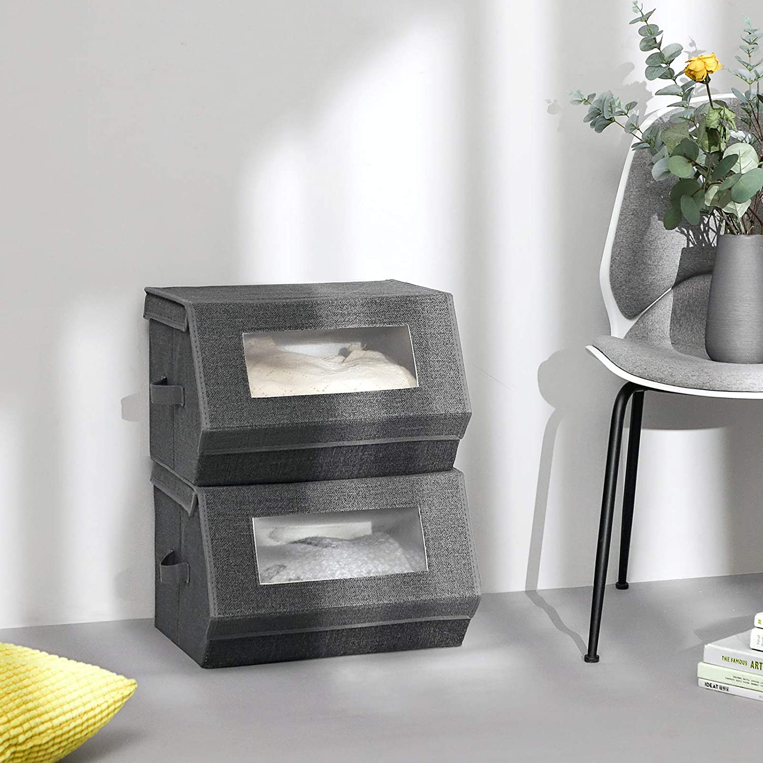 2 pretinca za odlaganje koji se mogu složiti, 38 x 25 x 35 cm, sivi | SONGMICS-vitahome.hr