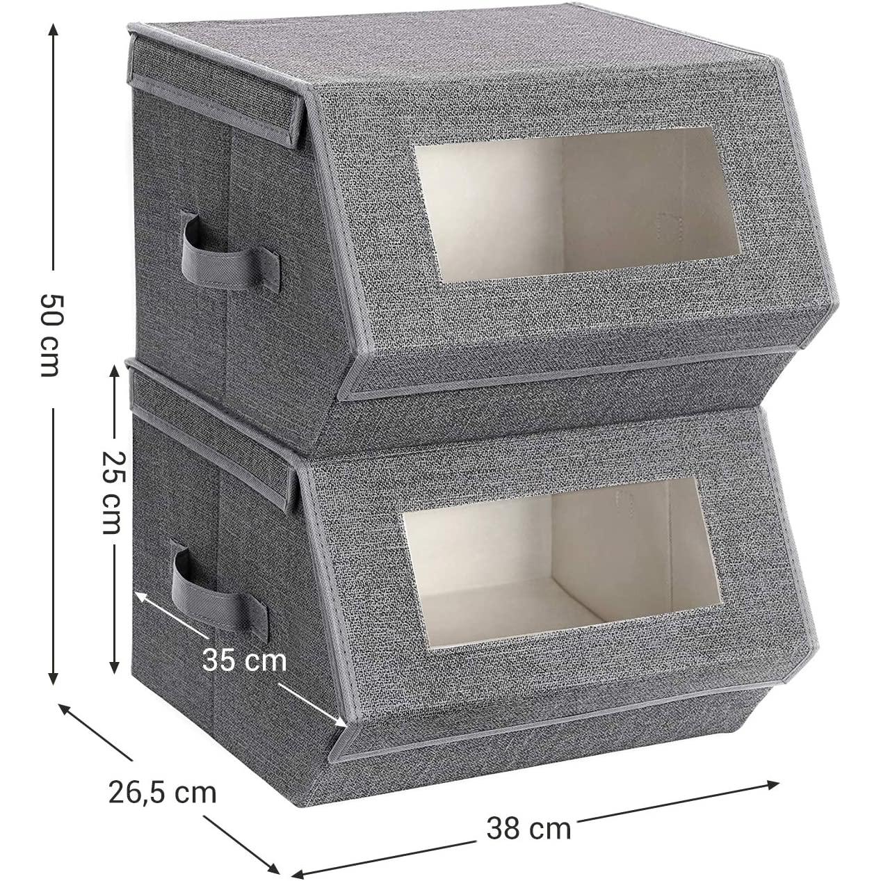 2 pretinca za odlaganje koji se mogu složiti, 38 x 25 x 35 cm, sivi | SONGMICS-vitahome.hr