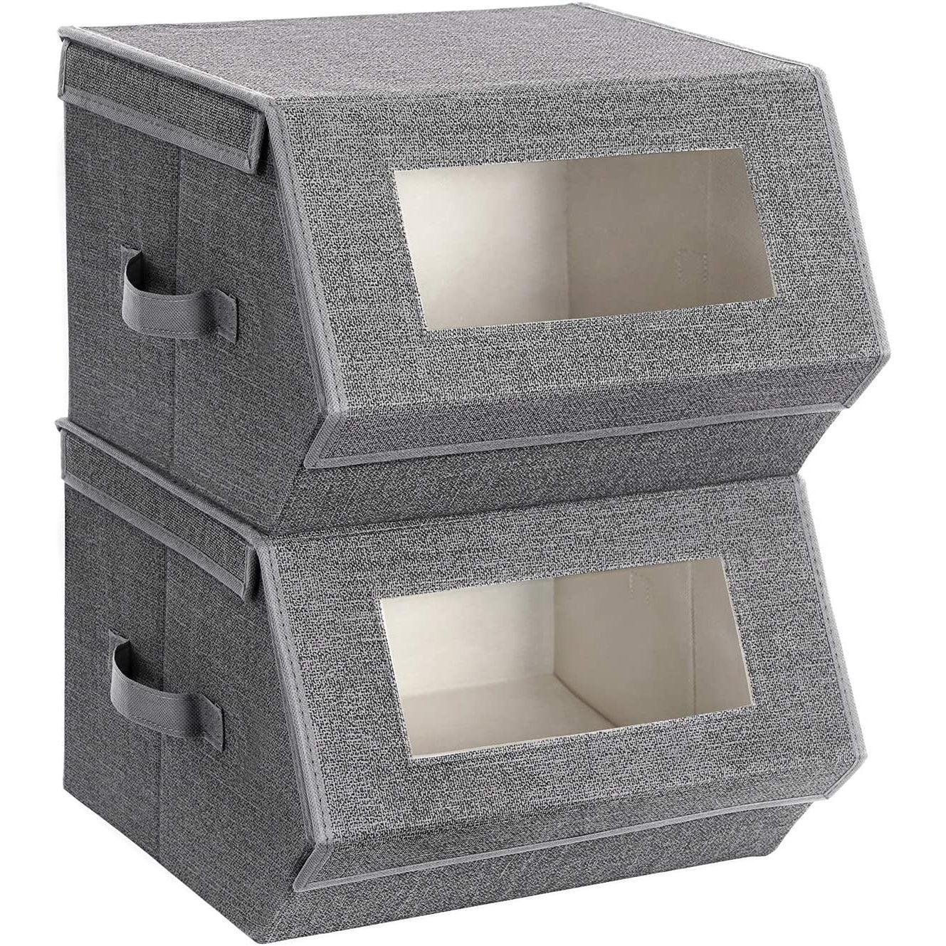 2 pretinca za odlaganje koji se mogu složiti, 38 x 25 x 35 cm, sivi | SONGMICS-vitahome.hr