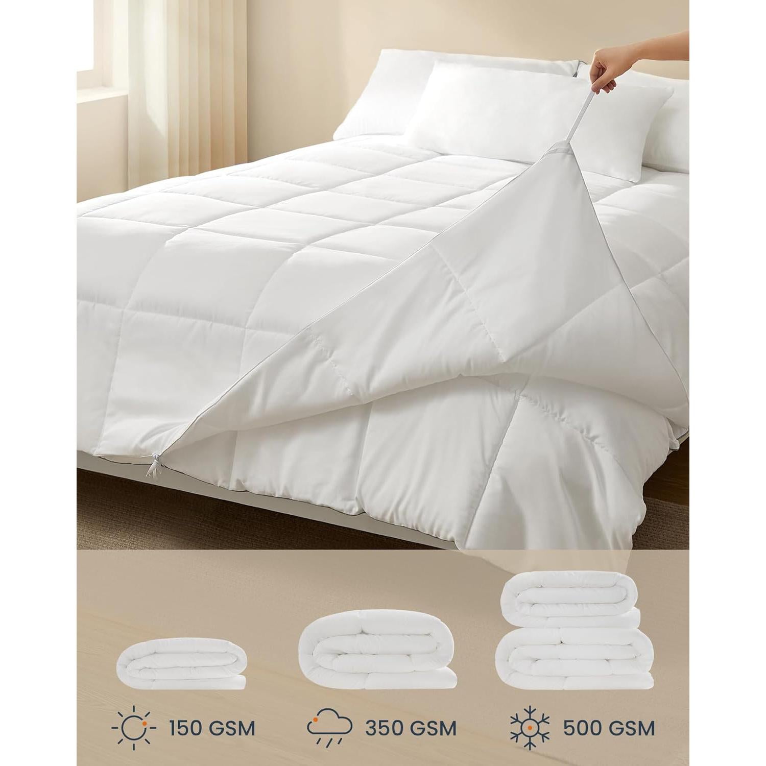 2-u-1 pokrivač, set - 1 ljetni i 1 zimski pokrivač, 220 x 240 cm, bijeli | SONGMICS-vitahome.hr