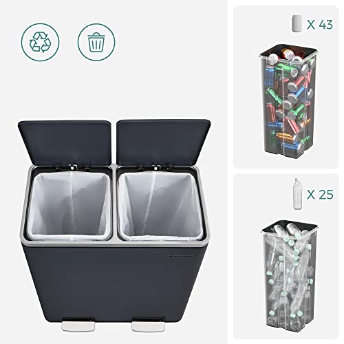 2 x 30 L Szemetes 15 Szemeteszsákkal, Antracit Szürke-SONGMICS-Vita Home