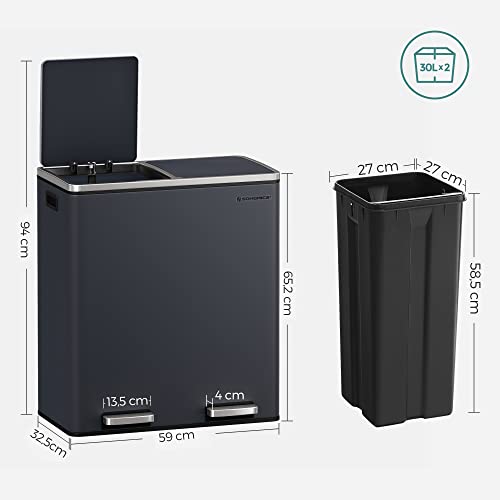 2 x 30 L Szemetes 15 Szemeteszsákkal, Antracit Szürke-SONGMICS-Vita Home