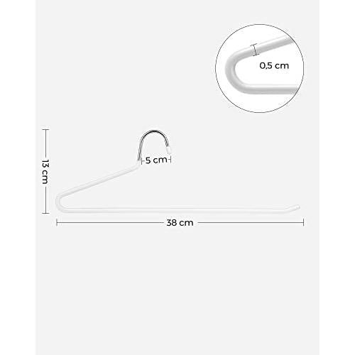 20 komada kromiranih metalnih vješalica za odjeću, 38 x 13 cm, bijele | SONGMICS-vitahome.hr