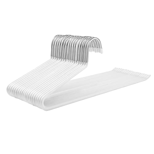 20 komada kromiranih metalnih vješalica za odjeću, 38 x 13 cm, bijele | SONGMICS-vitahome.hr
