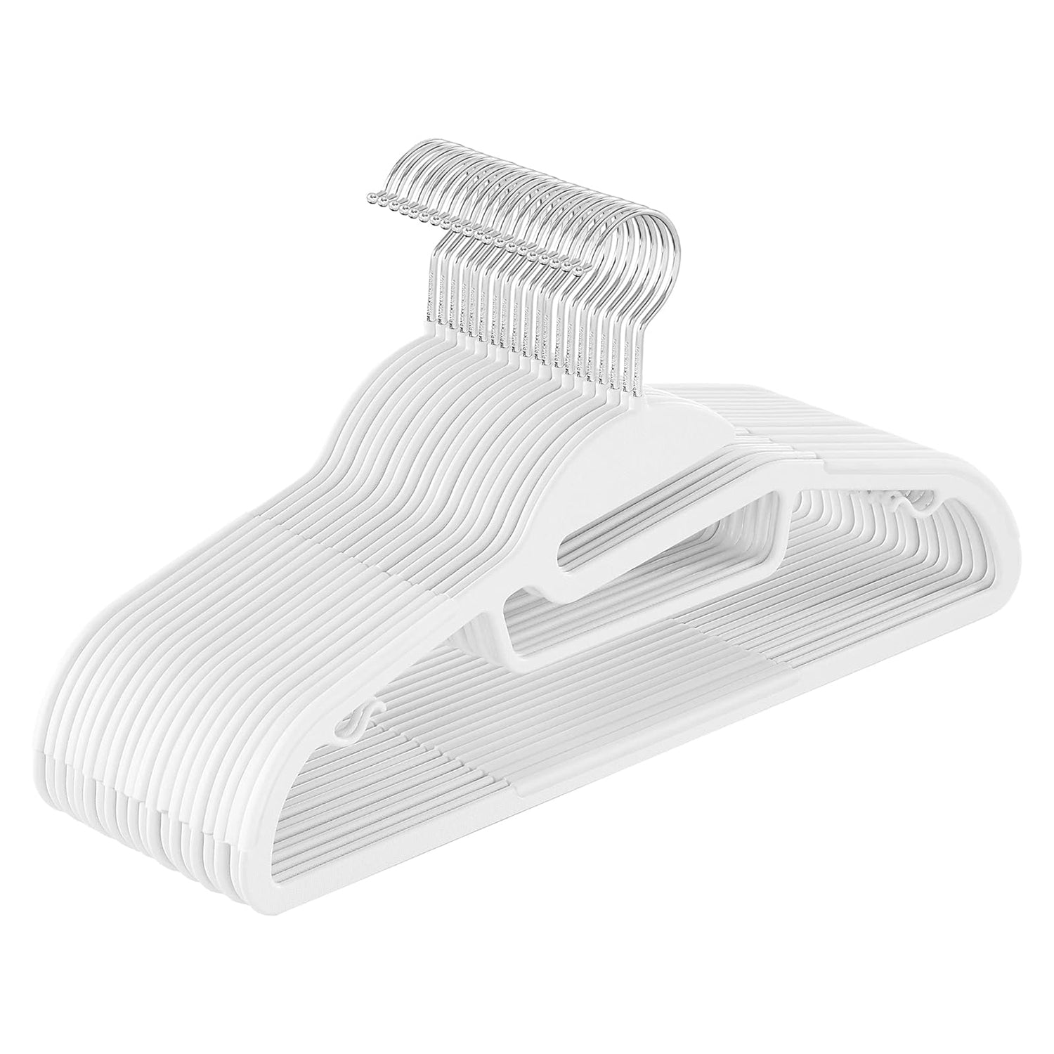20 Plastičnih vješalica za odjeću s okretnim kukama za 360°, bijele | SONGMICS-vitahome.hr