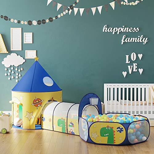 3 az 1-ben gyerek játszósátor, alagút, pop-up, sárga és kék-SONGMICS-Vita Home