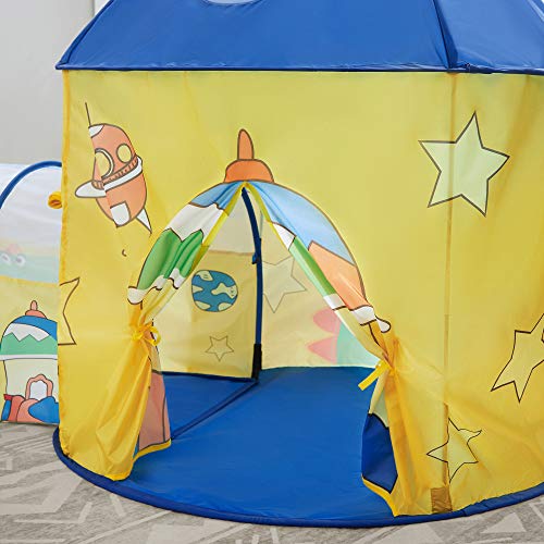 3 az 1-ben gyerek játszósátor, alagút, pop-up, sárga és kék-SONGMICS-Vita Home
