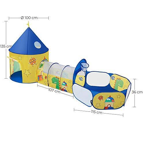 3 az 1-ben gyerek játszósátor, alagút, pop-up, sárga és kék-SONGMICS-Vita Home