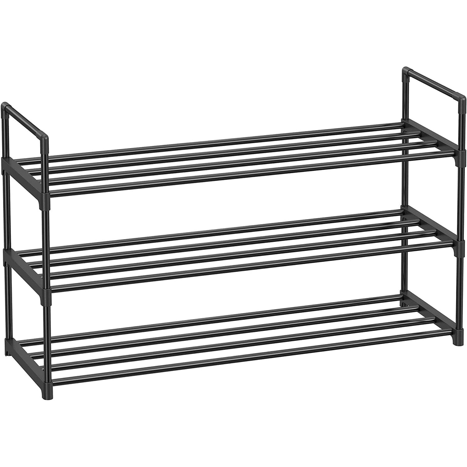 3-slojni metalni stalak za cipele, za 12-15 pari cipela, 30 x 92 x 54 cm, crni | SONGMICS-vitahome.hr