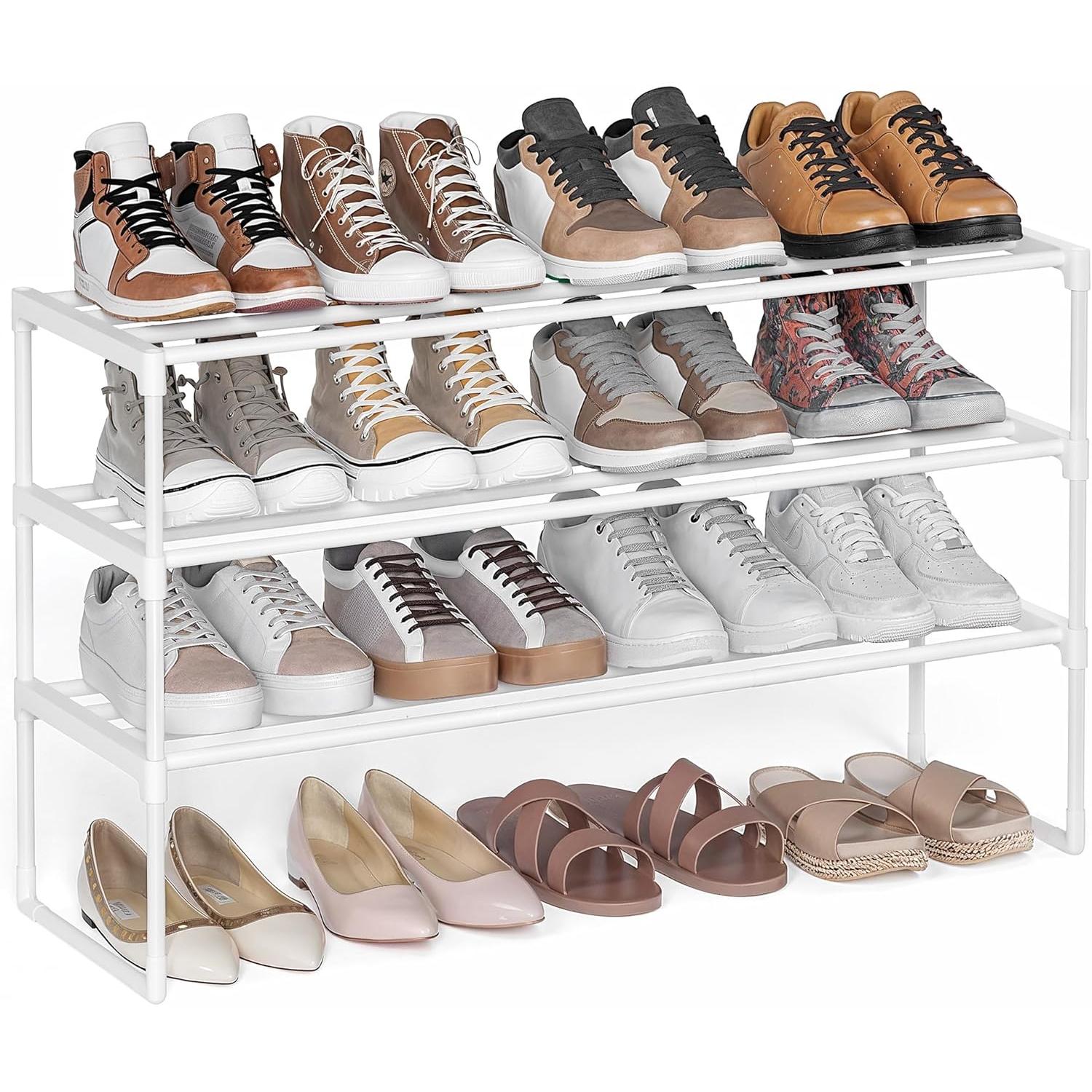3-slojni metalni stalak za cipele, za 16–20 pari cipela, dimenzije 30 x 92 x 55 cm, bijeli