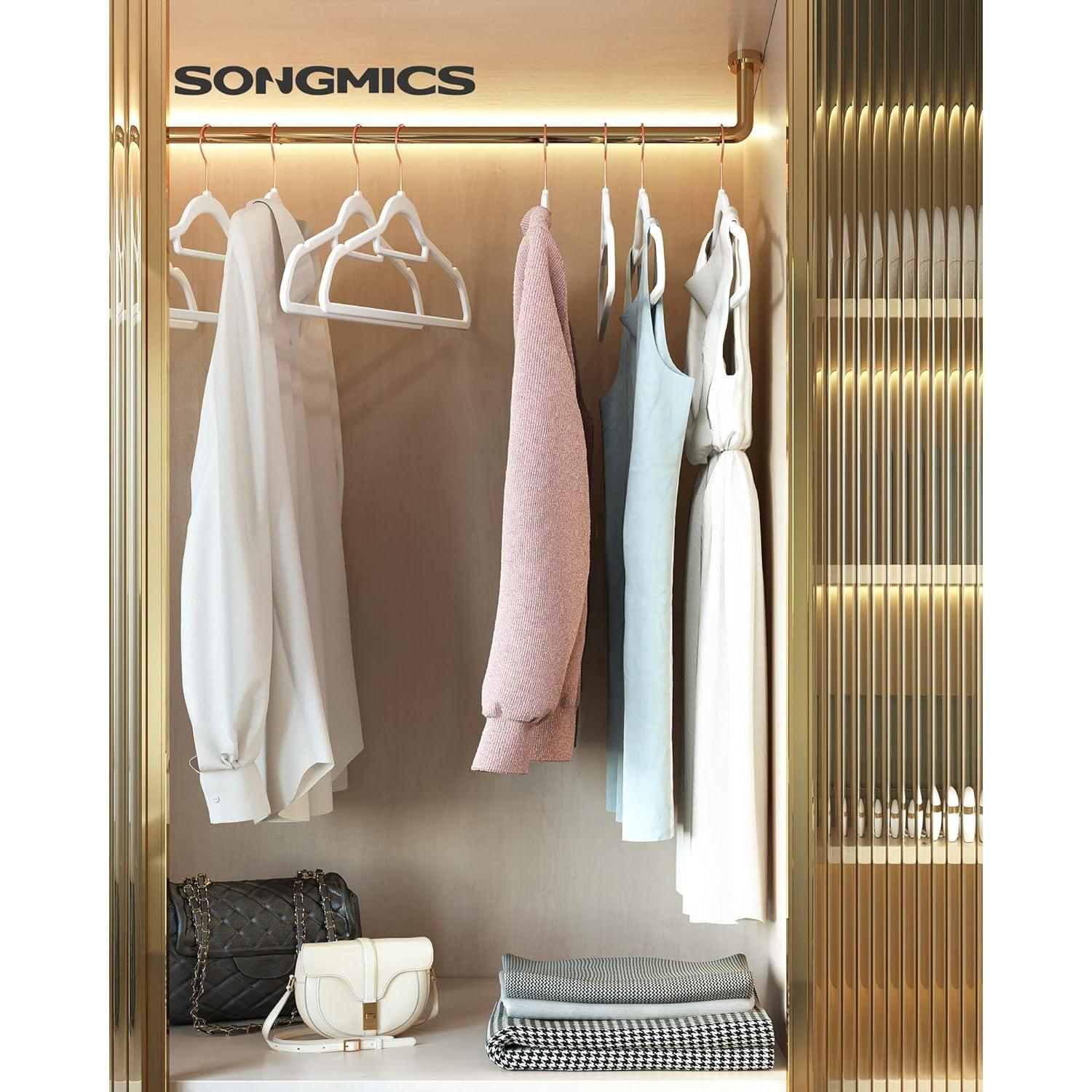 30 komada baršunastih, neklizajućih vješalica, bijele boje | SONGMICS-vitahome.hr
