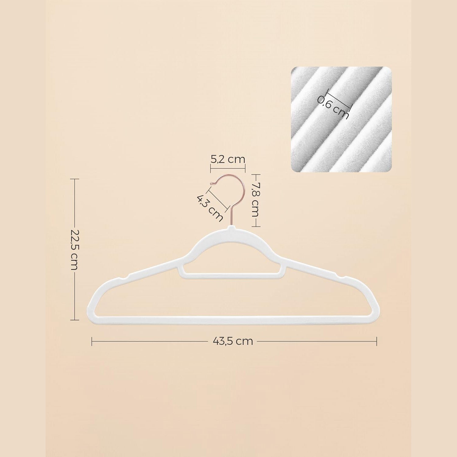 30 komada baršunastih, neklizajućih vješalica, bijele boje | SONGMICS-vitahome.hr