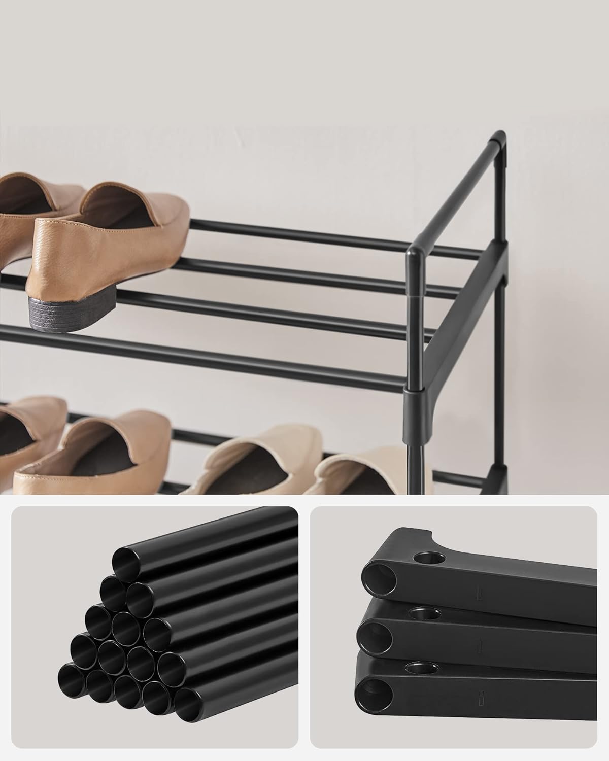 4-slojni metalni stalak za cipele, 30 x 92 x 73 cm, crni | SONGMICS-vitahome.hr