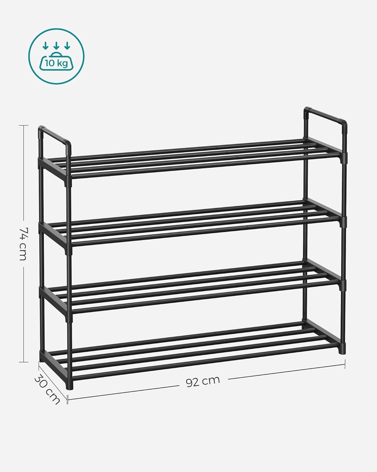4-slojni metalni stalak za cipele, 30 x 92 x 73 cm, crni | SONGMICS-vitahome.hr
