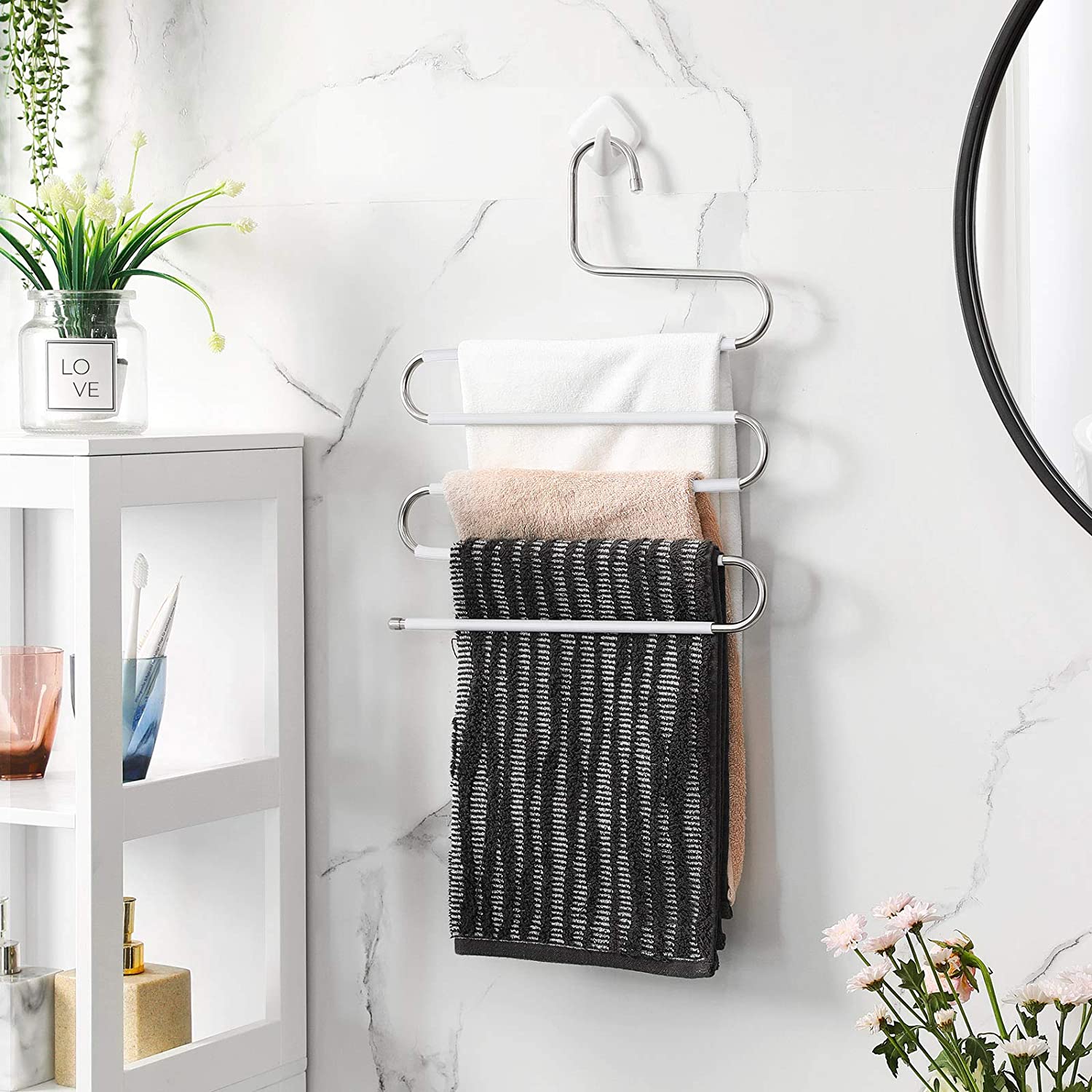 4 vješalice za hlače koje štede prostor, 39 x 32 x 0,8 cm, srebrne i bijele | SONGMICS-vitahome.hr