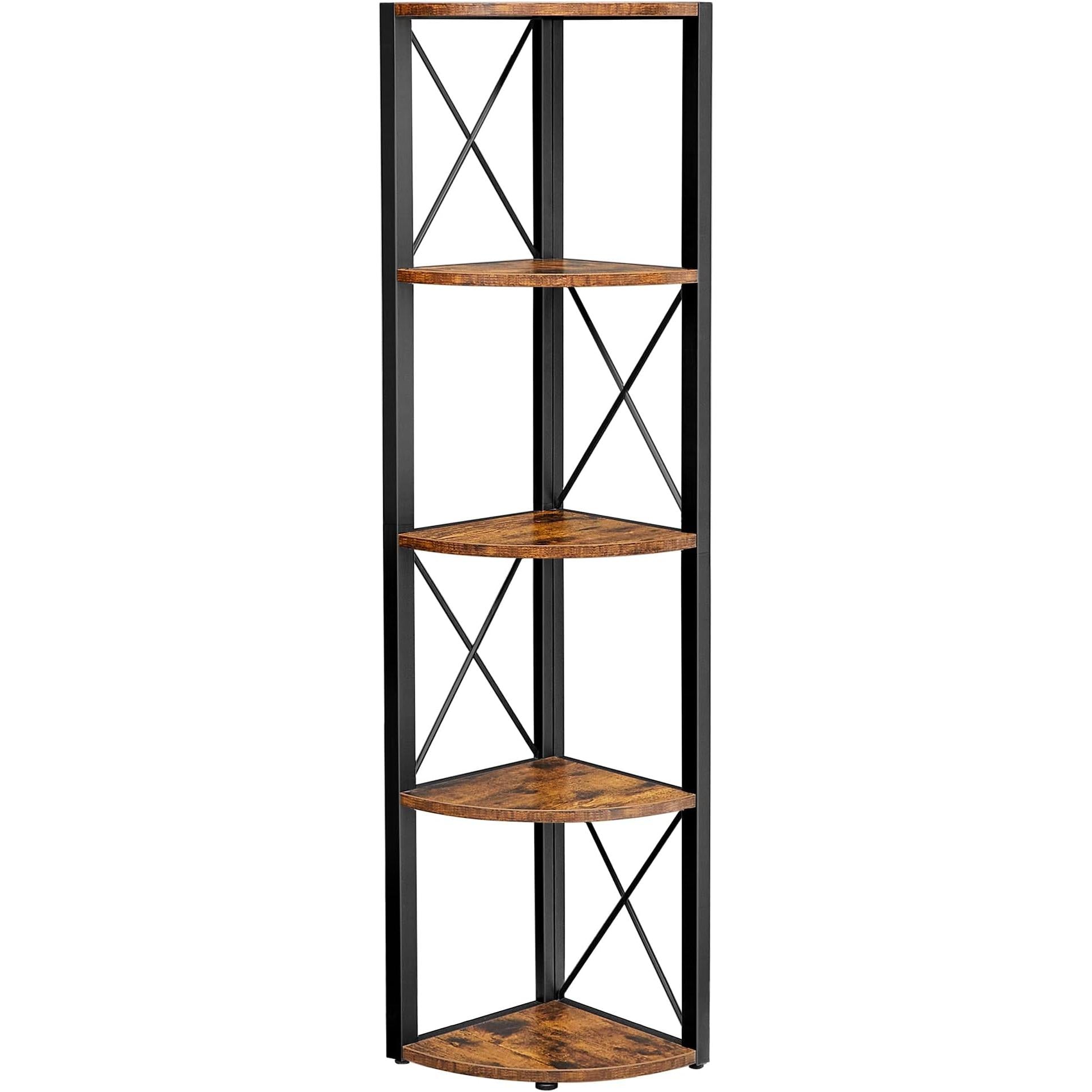 5-slojni kutni polic 160x30x30 cm u smeđoj i crnoj boji