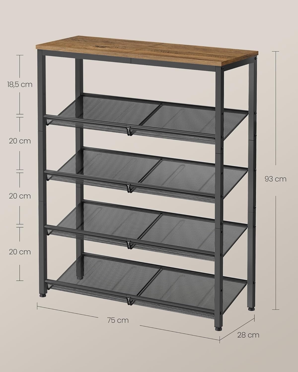 5-slojni stalak za cipele 30×75×93 cm