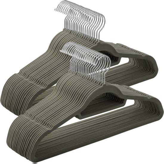 50 komada baršunastih, neklizajućih vješalica, sive | SONGMICS-vitahome.hr