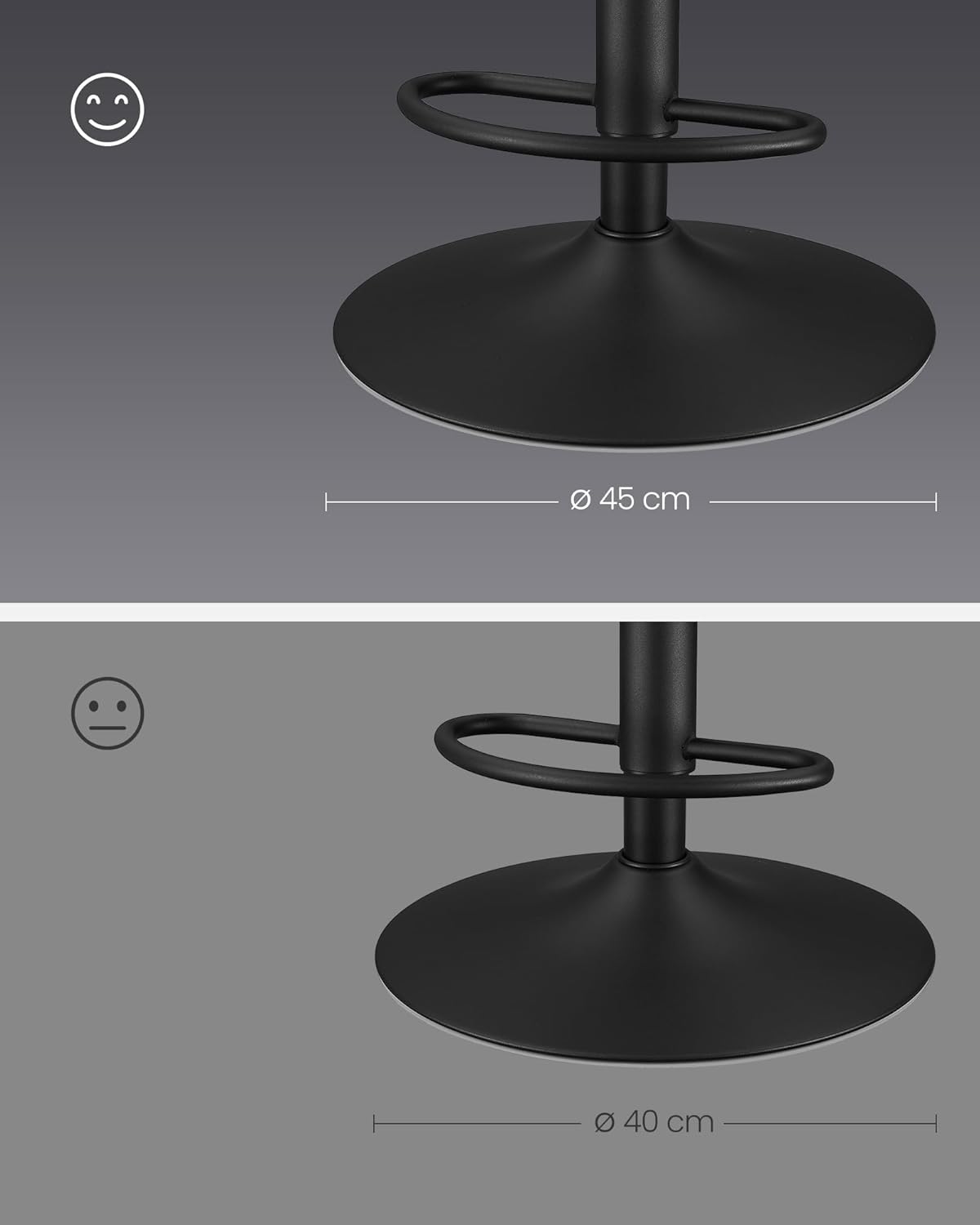 Set od 2 barske stolice, podesive visine, 44 x 48 x (90–112) cm, crne boje | VASAGLE | VASAGLE-vitahome.hr