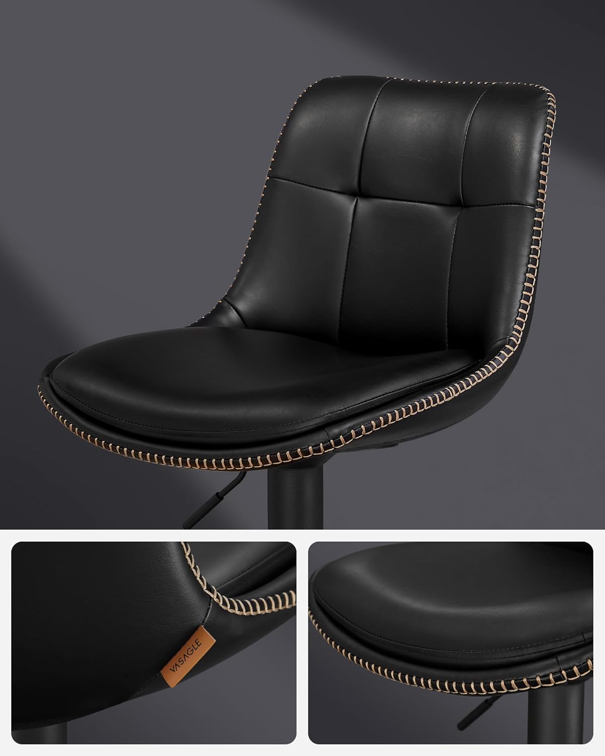 Set od 2 barske stolice, podesive visine, 44 x 48 x (90–112) cm, crne boje | VASAGLE | VASAGLE-vitahome.hr