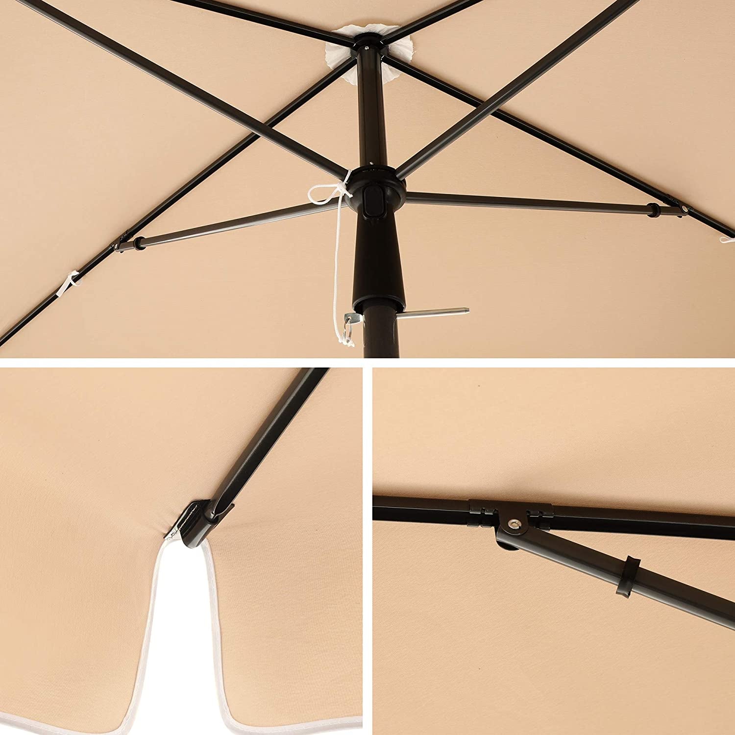Pravokutni vrtni suncobran,  180 x 125 cm, taupe boje