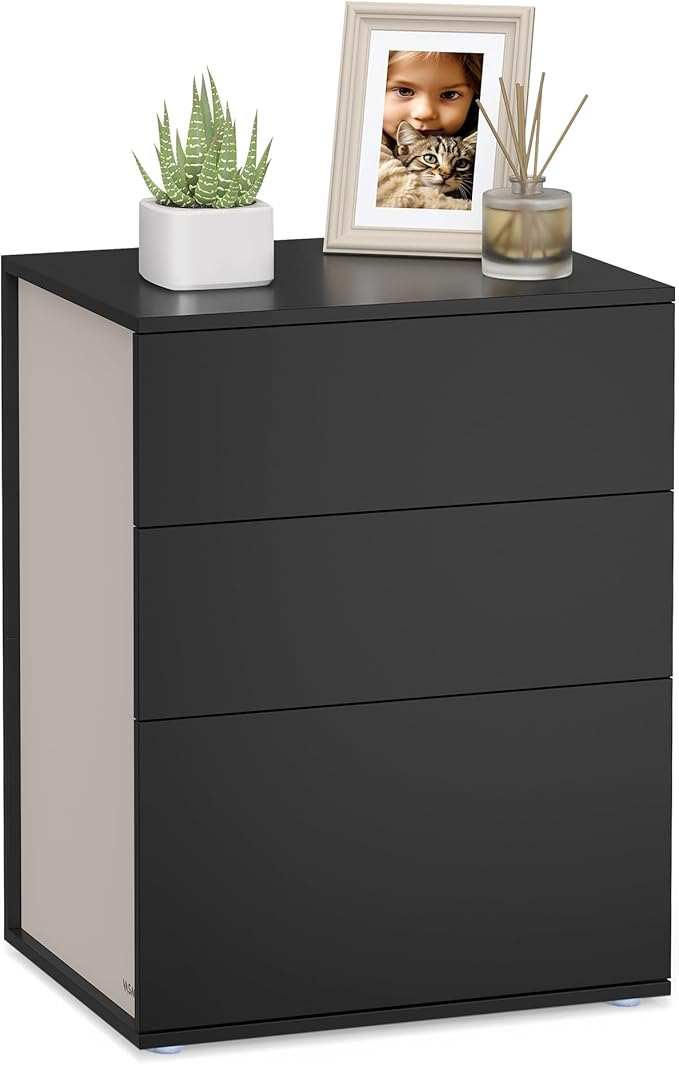 Noćni ormarić s 3 ladice, 35 x 45 x 58,7 cm, tinta crne boje