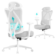 Ergonomska uredska stolica s mrežastim naslonom, 70 × 70 × (115–125) cm, bijelo-siva