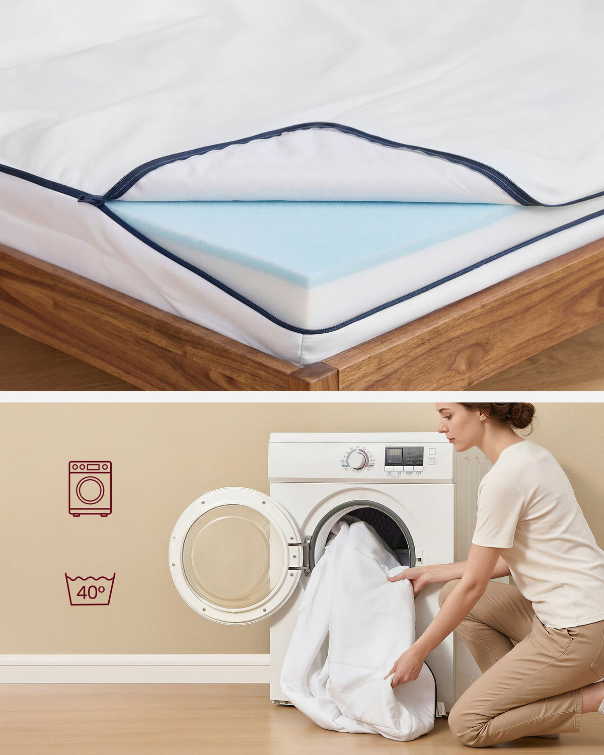 VASAGLE 7-zonski gel memory foam madrac, 90 x 200 x 16 cm, H3