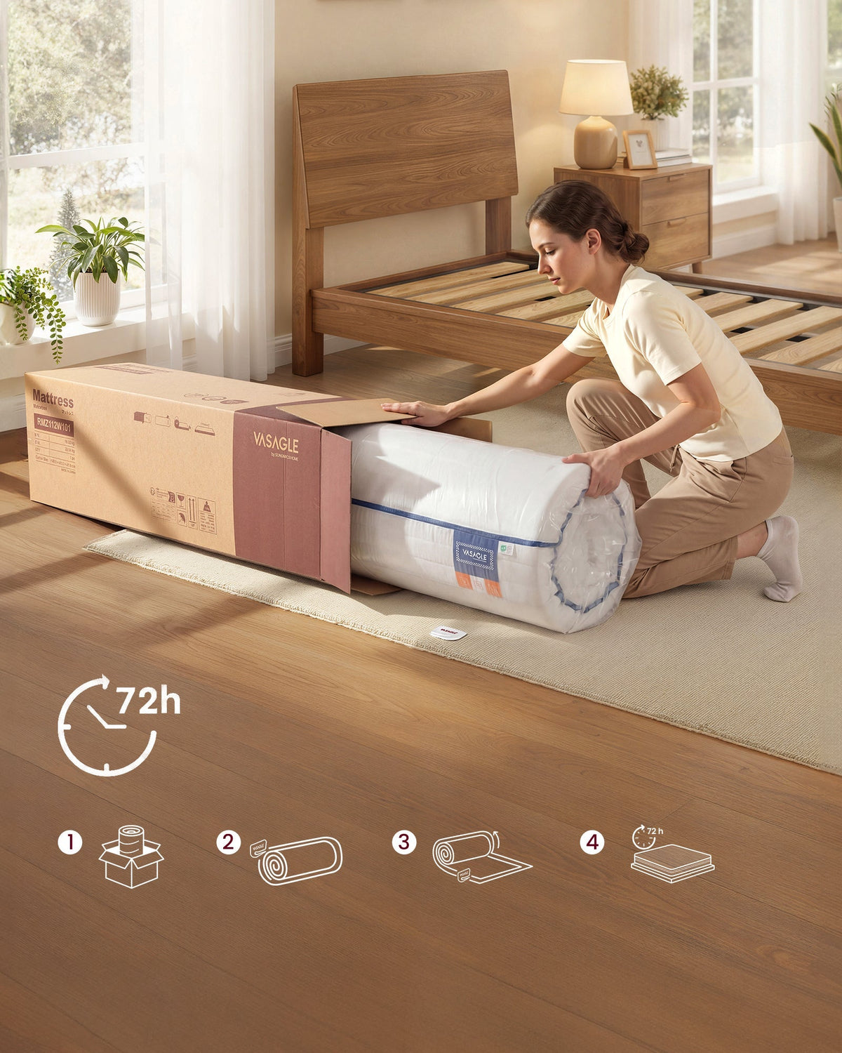 VASAGLE 7-zonski gel memory foam madrac, 90 x 200 x 16 cm, H3