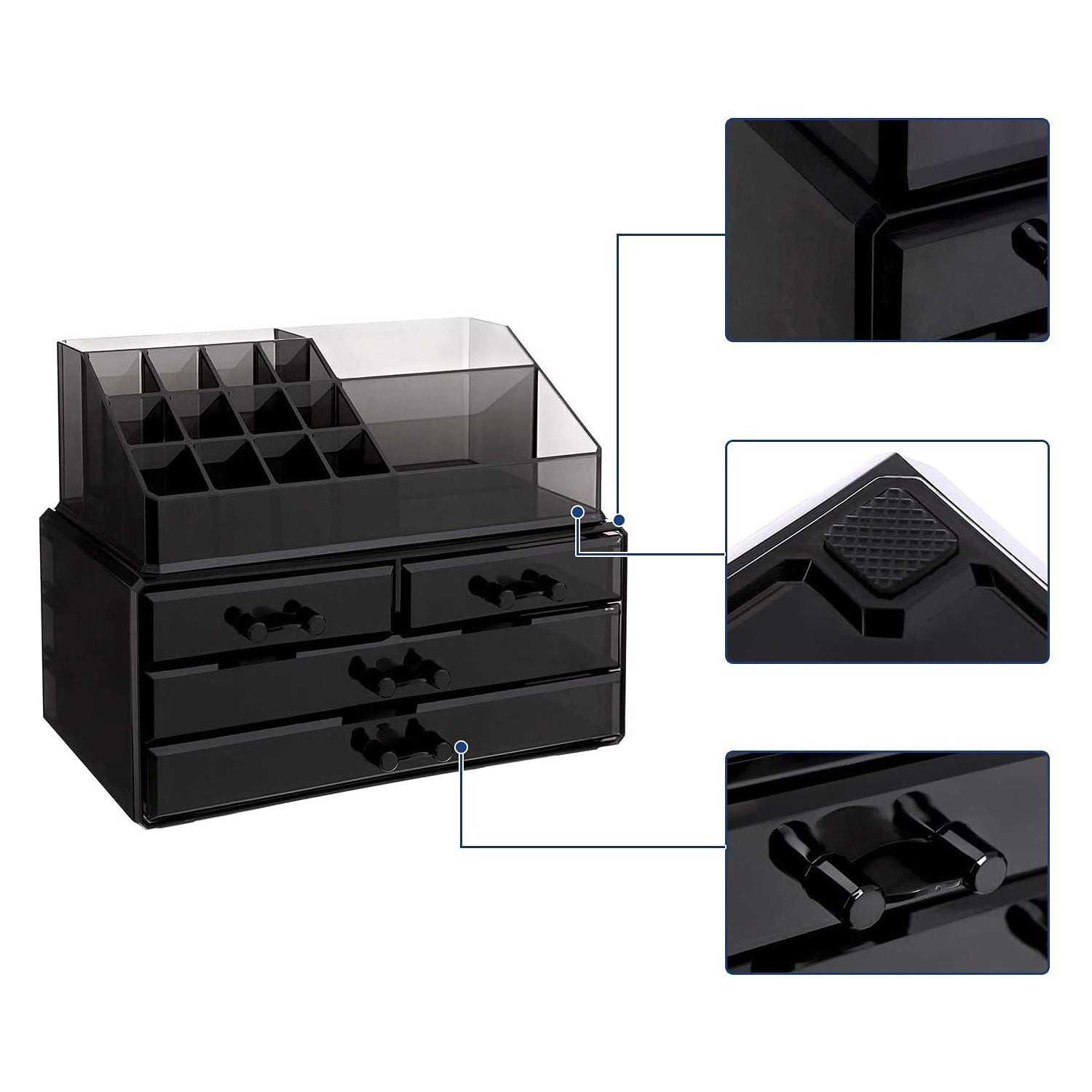 Akrilni kozmetički organizator s 4 ladice, crni | SONGMICS-vitahome.hr