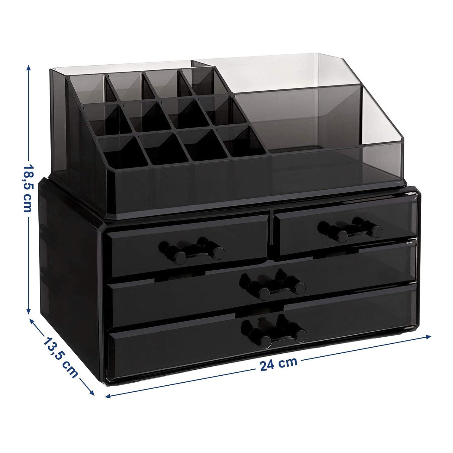 Akrilni kozmetički organizator s 4 ladice, crni | SONGMICS-vitahome.hr