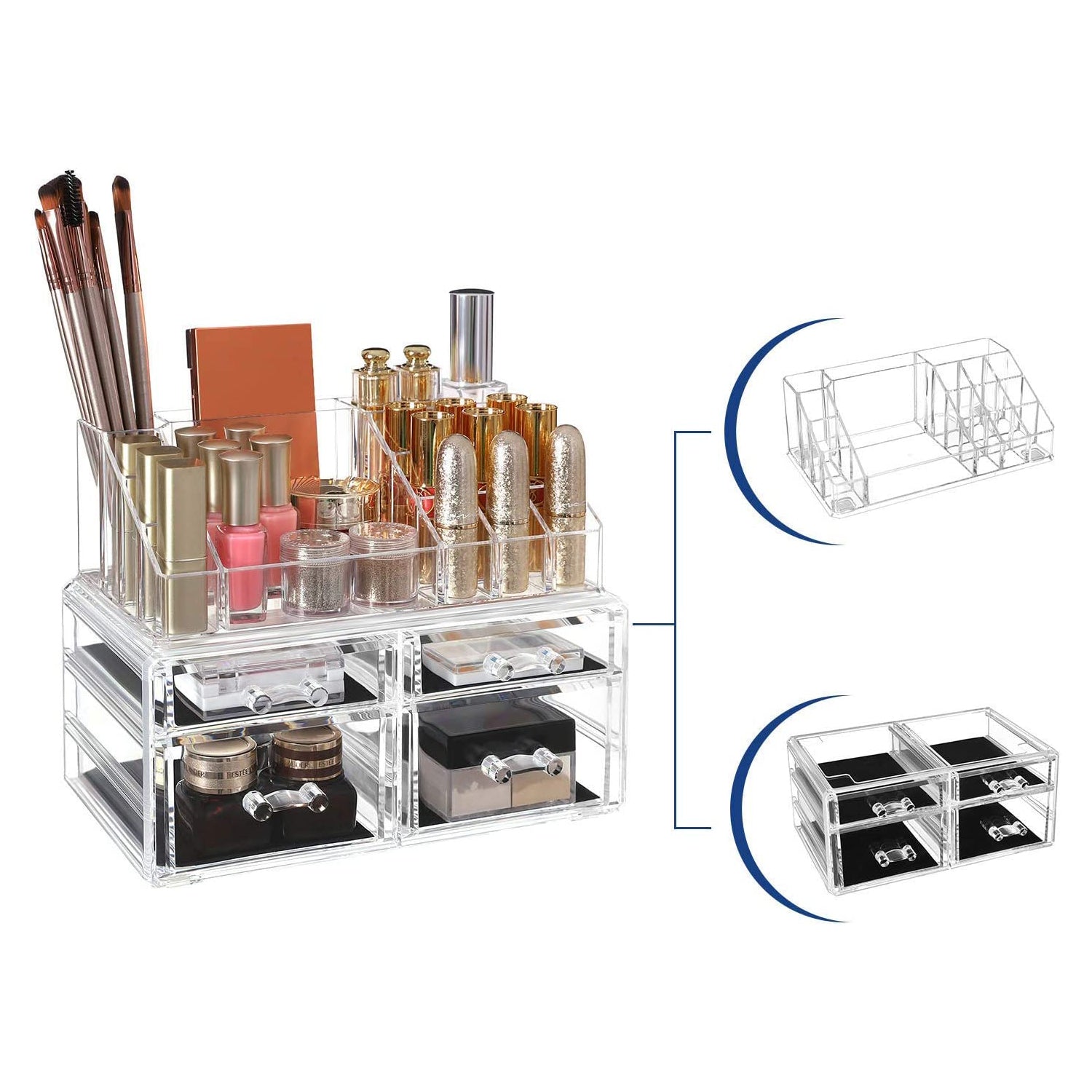 Akrilni kozmetički organizator s 4 ladice, prozirni | SONGMICS-vitahome.hr