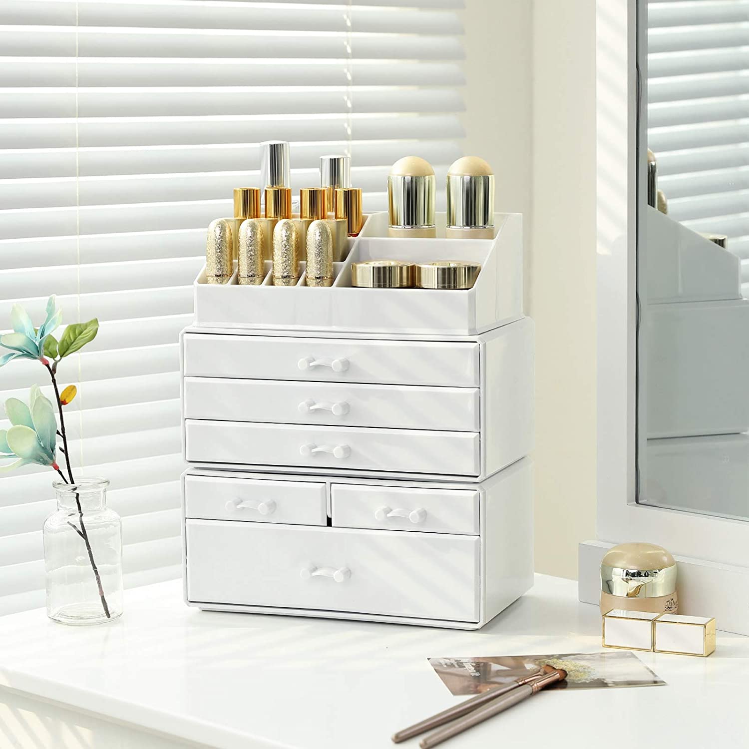 Akrilni kozmetički organizator s 6 ladica, bijeli | SONGMICS-vitahome.hr