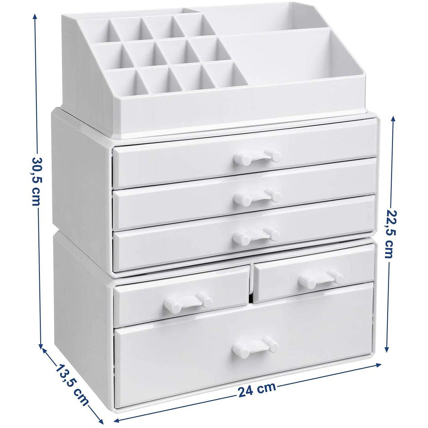 Akrilni kozmetički organizator s 6 ladica, bijeli | SONGMICS-vitahome.hr