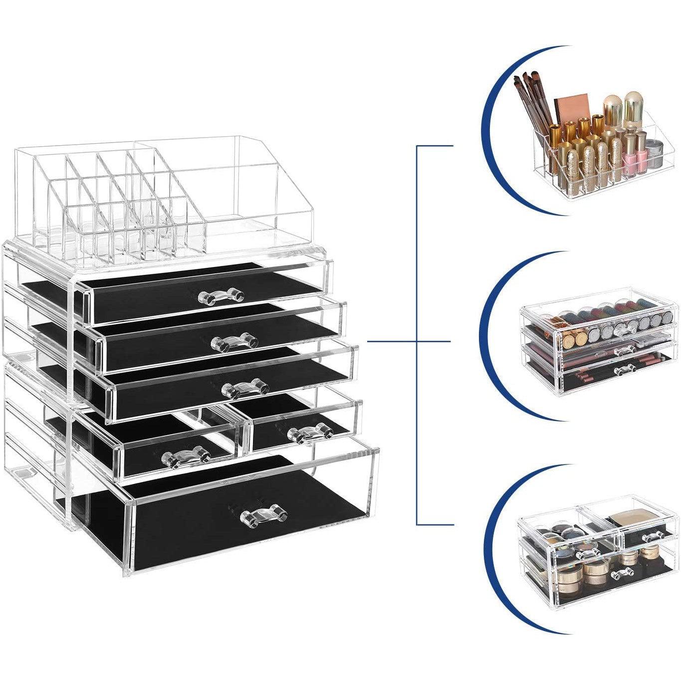 Akrilni kozmetički organizator s 6 ladica, prozirni | SONGMICS-vitahome.hr