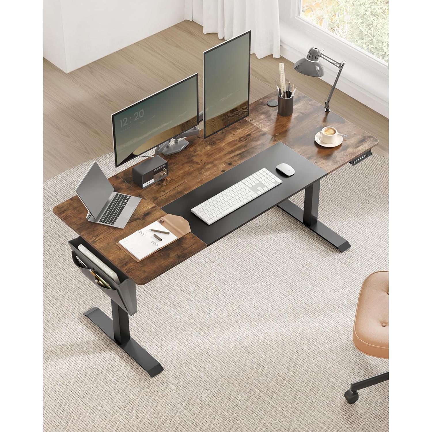 Állítható Magasságú Íróasztal, 70 x 160 x (72-120) cm, vintage barna-fekete-SONGMICS-Vita Home