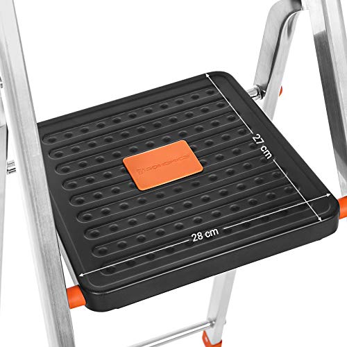 Aluminijske ljestve s 4 stepenice, nosivosti do 150 kg, crno-narančaste | SONGMICS-vitahome.hr