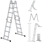 Aluminijske sklopive ljestve, 16 stepenica, nosivost do 150 kg, srebrne | SONGMICS-vitahome.hr